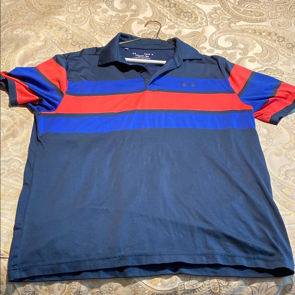 Under Armour Men's Navy and Red Polo Shirt